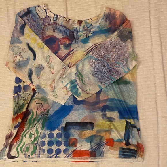 ET LOIS Artistic Multicolor Three Quarter Sleeve Blouse - Picture 6 of 11